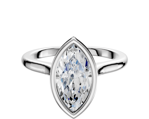 14K White Gold Bezel Full Bezel North/South Cathedral Dome 2.0mm Engagement Ring