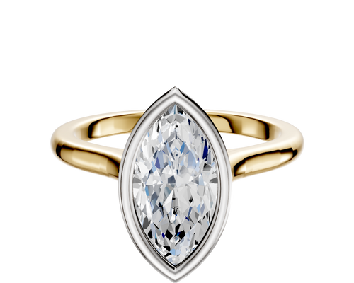 18K Two Tone Bezel Full Bezel North/South Cathedral Dome 2.0mm Engagement Ring