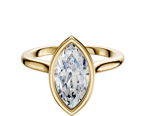 14K Yellow Gold Bezel Full Bezel North/South Cathedral Dome 2.0mm Engagement Ring