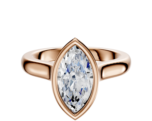 18K Rose Gold Bezel Full Bezel North/South Cathedral Dome 3.0mm Engagement Ring