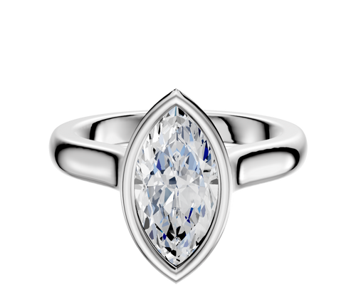 14K White Gold Bezel Full Bezel North/South Cathedral Dome 3.0mm Engagement Ring