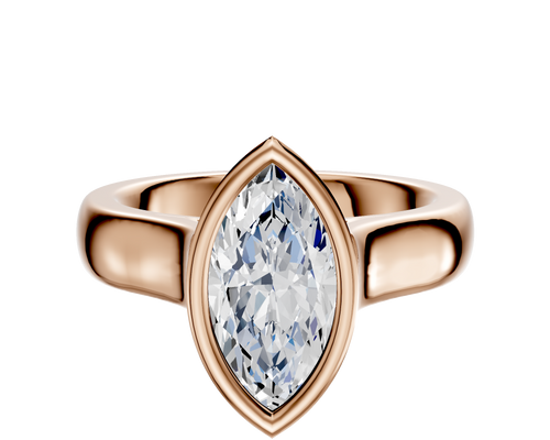 18K Rose Gold Bezel Full Bezel North/South Cathedral Dome 4.0mm Engagement Ring