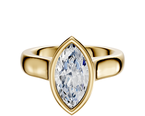 14K Yellow Gold Bezel Full Bezel North/South Cathedral Dome 4.0mm Engagement Ring