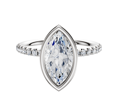 Platinum Bezel Full Bezel North/South Classic Dome 1-Row-Pave 2.5mm Engagement Ring