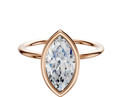 18K Rose Gold Bezel Full Bezel North/South Classic Dome 1.5mm Engagement Ring