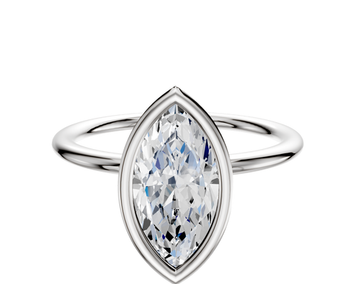 Platinum Bezel Full Bezel North/South Classic Dome 1.5mm Engagement Ring