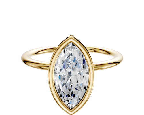 14K Yellow Gold Bezel Full Bezel North/South Classic Dome 1.5mm Engagement Ring