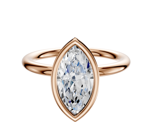 18K Rose Gold Bezel Full Bezel North/South Classic Dome 2.0mm Engagement Ring