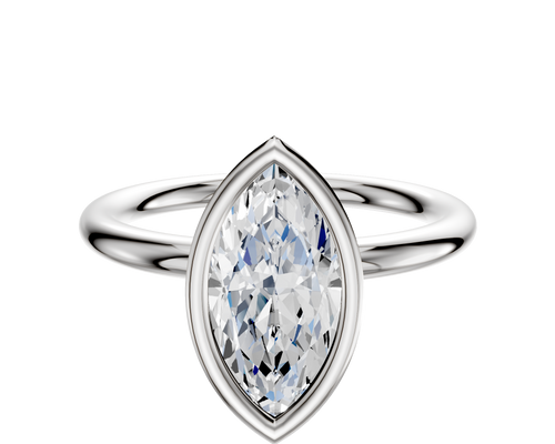 Platinum Bezel Full Bezel North/South Classic Dome 2.0mm Engagement Ring