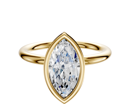 18K Yellow Gold Bezel Full Bezel North/South Classic Dome 2.0mm Engagement Ring