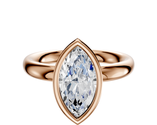 18K Rose Gold Bezel Full Bezel North/South Classic Dome 3.0mm Engagement Ring