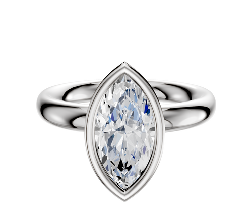 Platinum Bezel Full Bezel North/South Classic Dome 3.0mm Engagement Ring