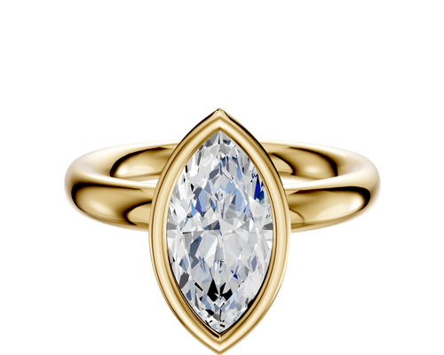 14K Yellow Gold Bezel Full Bezel North/South Classic Dome 3.0mm Engagement Ring
