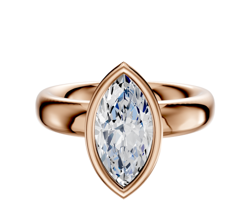 18K Rose Gold Bezel Full Bezel North/South Classic Dome 4.0mm Engagement Ring