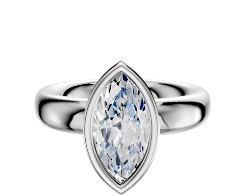 14K White Gold Bezel Full Bezel North/South Classic Dome 4.0mm Engagement Ring