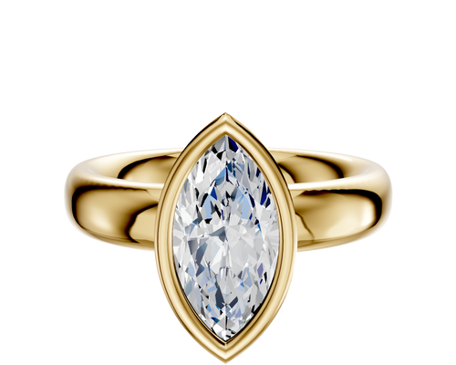 18K Yellow Gold Bezel Full Bezel North/South Classic Dome 4.0mm Engagement Ring
