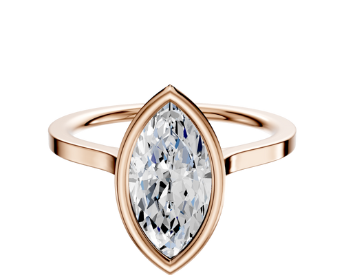 18K Rose Gold Bezel Full Bezel North/South Cathedral Flat 1.5mm Engagement Ring