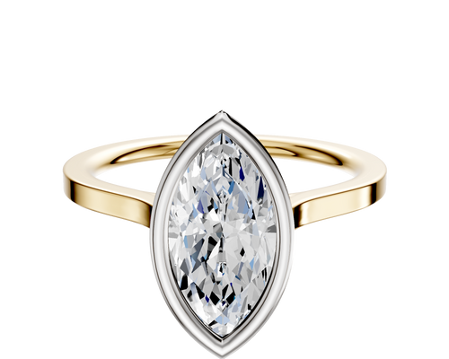 14K Two Tone Bezel Full Bezel North/South Cathedral Flat 1.5mm Engagement Ring