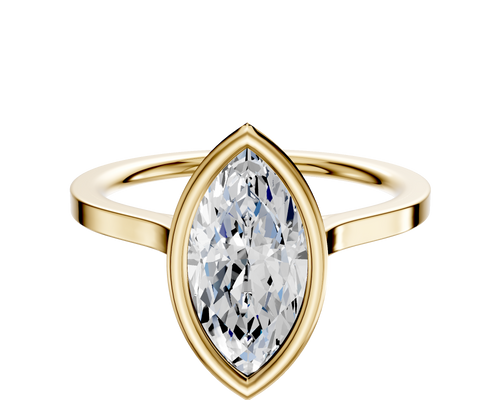 14K Yellow Gold Bezel Full Bezel North/South Cathedral Flat 1.5mm Engagement Ring