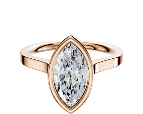 18K Rose Gold Bezel Full Bezel North/South Cathedral Flat 2.0mm Engagement Ring
