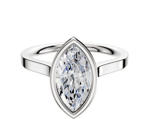 14K White Gold Bezel Full Bezel North/South Cathedral Flat 2.0mm Engagement Ring