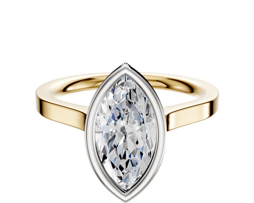 18K Two Tone Bezel Full Bezel North/South Cathedral Flat 2.0mm Engagement Ring