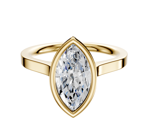 14K Yellow Gold Bezel Full Bezel North/South Cathedral Flat 2.0mm Engagement Ring