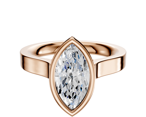18K Rose Gold Bezel Full Bezel North/South Cathedral Flat 3.0mm Engagement Ring