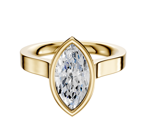 18K Yellow Gold Bezel Full Bezel North/South Cathedral Flat 3.0mm Engagement Ring