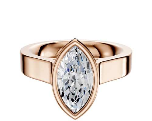 18K Rose Gold Bezel Full Bezel North/South Cathedral Flat 4.0mm Engagement Ring