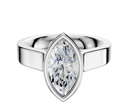 18K White Gold Bezel Full Bezel North/South Cathedral Flat 4.0mm Engagement Ring