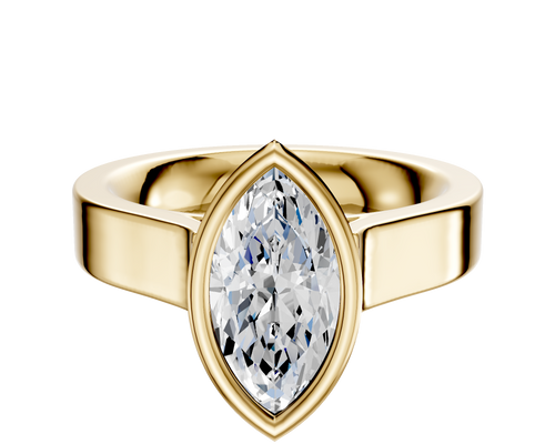 18K Yellow Gold Bezel Full Bezel North/South Cathedral Flat 4.0mm Engagement Ring