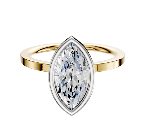 18K Two Tone Bezel Full Bezel North/South Classic Flat 1.5mm Engagement Ring