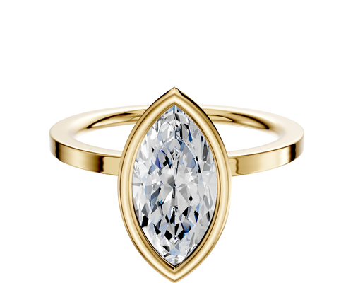 18K Yellow Gold Bezel Full Bezel North/South Classic Flat 1.5mm Engagement Ring