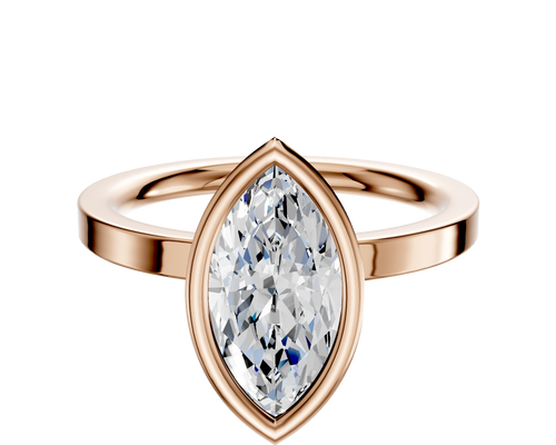 18K Rose Gold Bezel Full Bezel North/South Classic Flat 2.0mm Engagement Ring