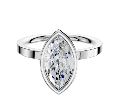 18K White Gold Bezel Full Bezel North/South Classic Flat 2.0mm Engagement Ring