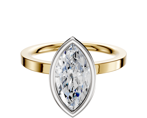18K Two Tone Bezel Full Bezel North/South Classic Flat 2.0mm Engagement Ring