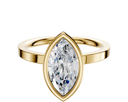 18K Yellow Gold Bezel Full Bezel North/South Classic Flat 2.0mm Engagement Ring