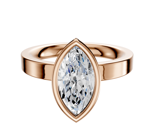 18K Rose Gold Bezel Full Bezel North/South Classic Flat 3.0mm Engagement Ring