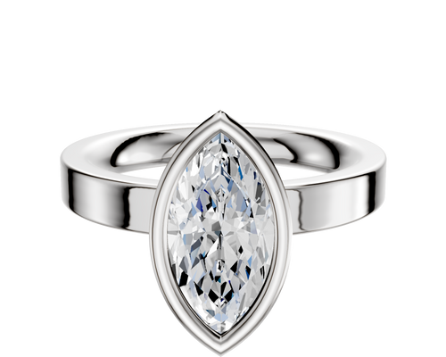 14K White Gold Bezel Full Bezel North/South Classic Flat 3.0mm Engagement Ring
