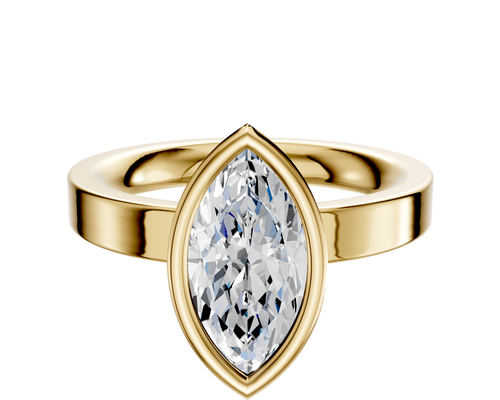 14K Yellow Gold Bezel Full Bezel North/South Classic Flat 3.0mm Engagement Ring
