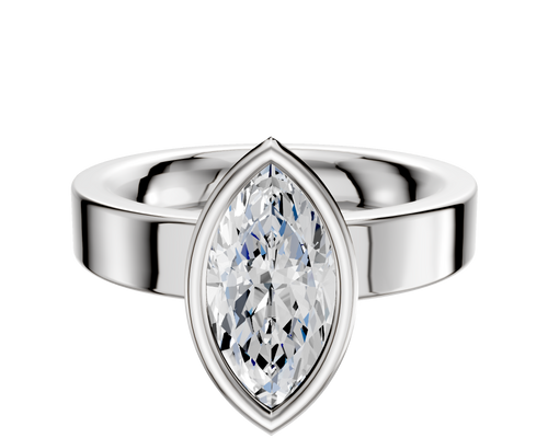 14K White Gold Bezel Full Bezel North/South Classic Flat 4.0mm Engagement Ring