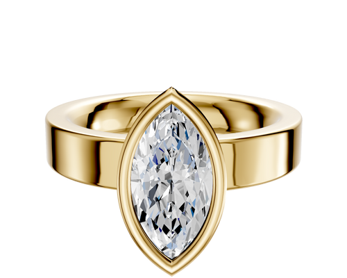 14K Yellow Gold Bezel Full Bezel North/South Classic Flat 4.0mm Engagement Ring