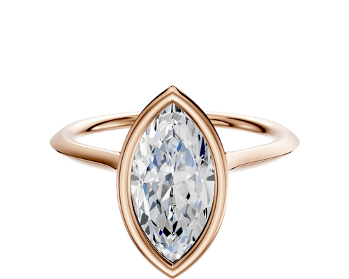18K Rose Gold Bezel Full Bezel North/South Cathedral Knife Edge 1.5mm Engagement Ring