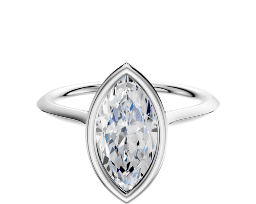 18K White Gold Bezel Full Bezel North/South Cathedral Knife Edge 1.5mm Engagement Ring