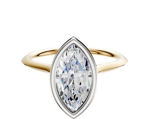 18K Two Tone Bezel Full Bezel North/South Cathedral Knife Edge 1.5mm Engagement Ring