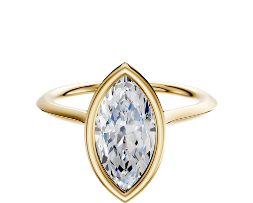 18K Yellow Gold Bezel Full Bezel North/South Cathedral Knife Edge 1.5mm Engagement Ring