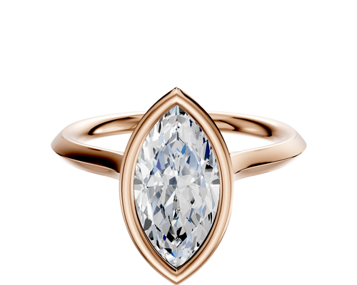 18K Rose Gold Bezel Full Bezel North/South Cathedral Knife Edge 2.0mm Engagement Ring