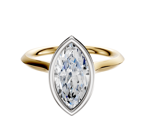 18K Two Tone Bezel Full Bezel North/South Cathedral Knife Edge 2.0mm Engagement Ring