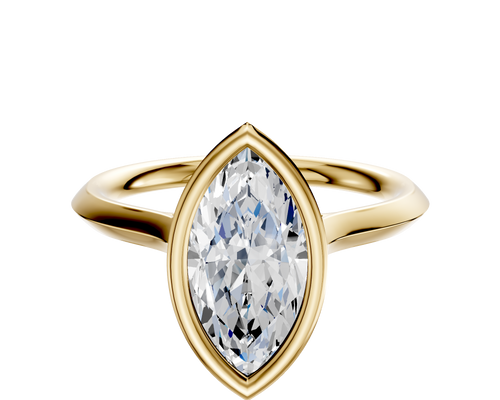 14K Yellow Gold Bezel Full Bezel North/South Cathedral Knife Edge 2.0mm Engagement Ring